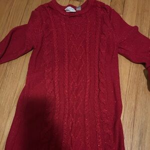 Red Sparkle Cable Knit Sweater Dress